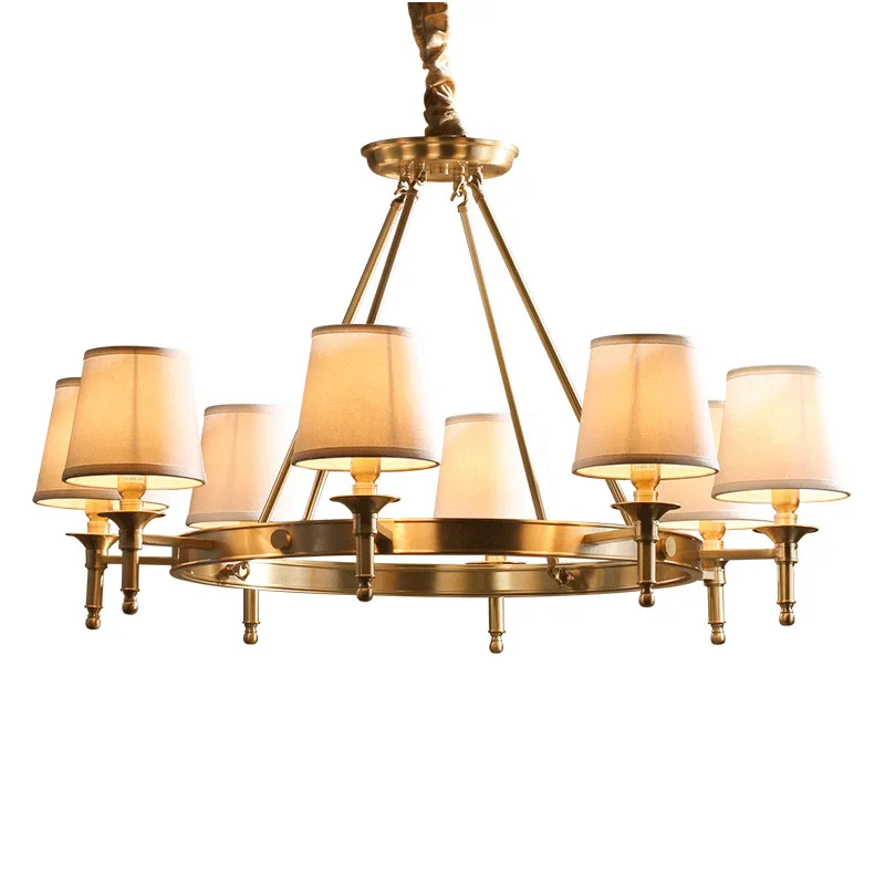 

All copper simple dining room bedroom study chandelier, classic atmosphere