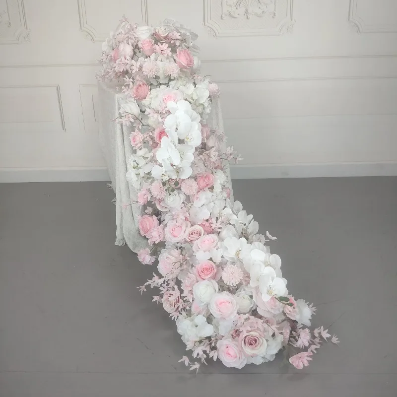 Pink long flower row, flower wedding wedding decoration shopping mall window event stage arrangement ornament