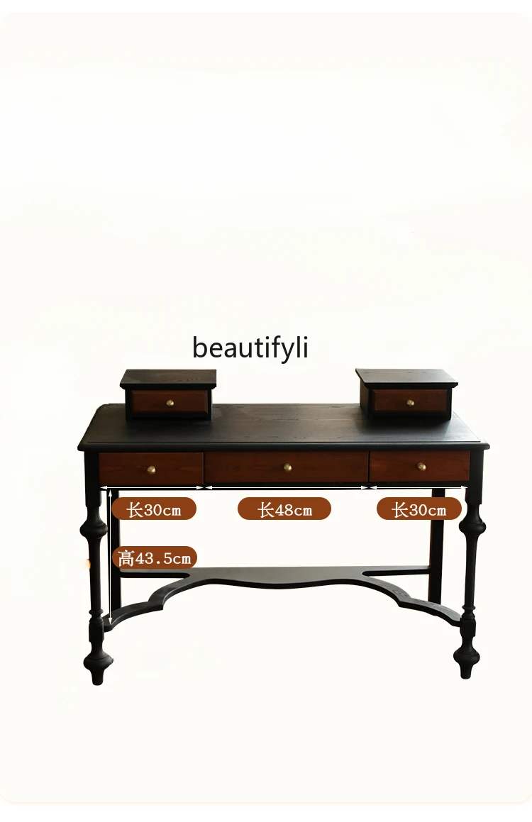 

Republic of China Haipai Solid Wood Dresser Nanyang Retro Black Color Matching Makeup Table living room furniture