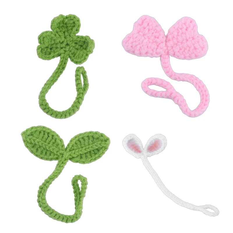 Handmade Knitted Crochet Leaf Sprout Headphone Accessory Clothing Accessories