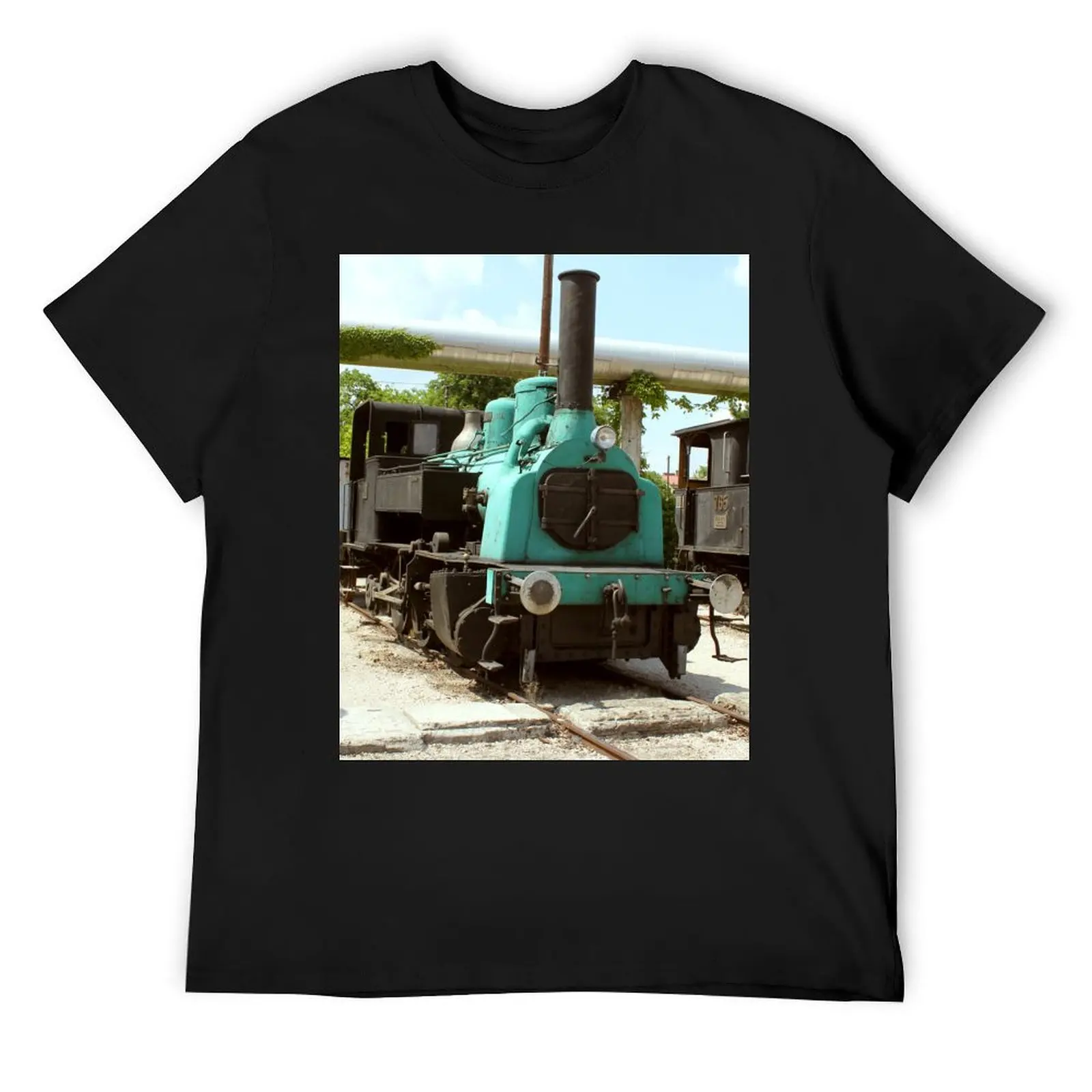 Vintage Trains of Europe-Blue Locomotive T-Shirt designer shirts custom t shirt T-shirt men