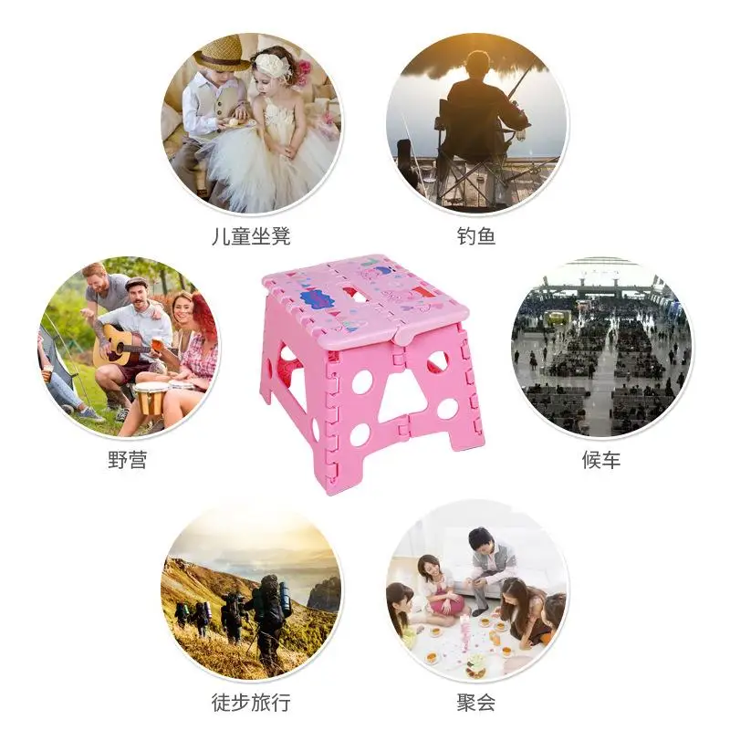 Kawaii Sanriod Anime Peripheral Kitty Mymelody Cartoon Cute Portable Thickened Plastic Folding Stool Children\'s Home Low Stool