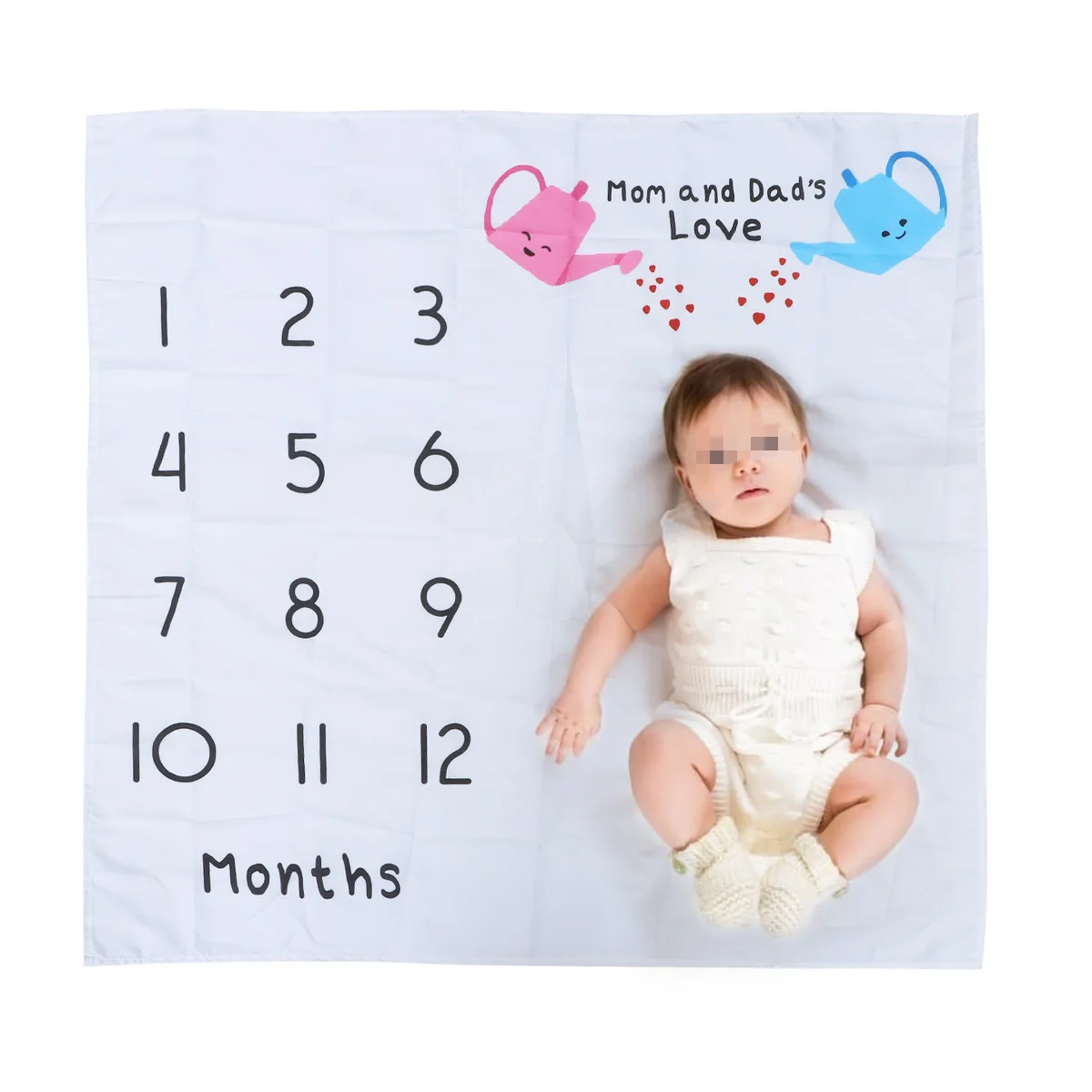 الطفل بطانية شهرية بيضاء قماش ناعم صورة خلفية قماط بطانية غطاء التمريض غطاء عربة الطفل نمو الصورة
