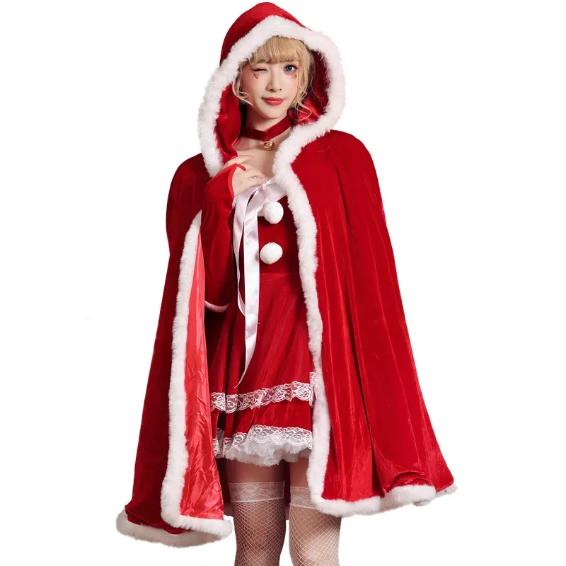 [Je bent mijn geheim] Kerstmantel voor volwassenen Kerstmankostuum met capuchon Cosplay Fluwelen Cape Mantel Dames Meisje Sjaal Feestkostuum
