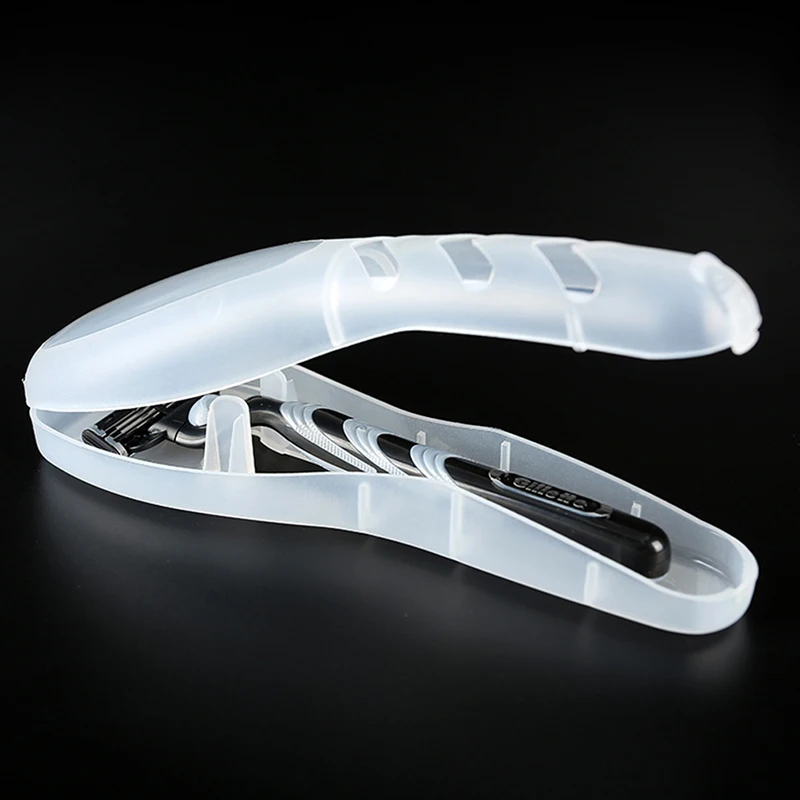 Universal Travel Men's Razor Case Shaving Machine Container Holder Shaver Box Transparent Plastic Razor Blades Storage Box