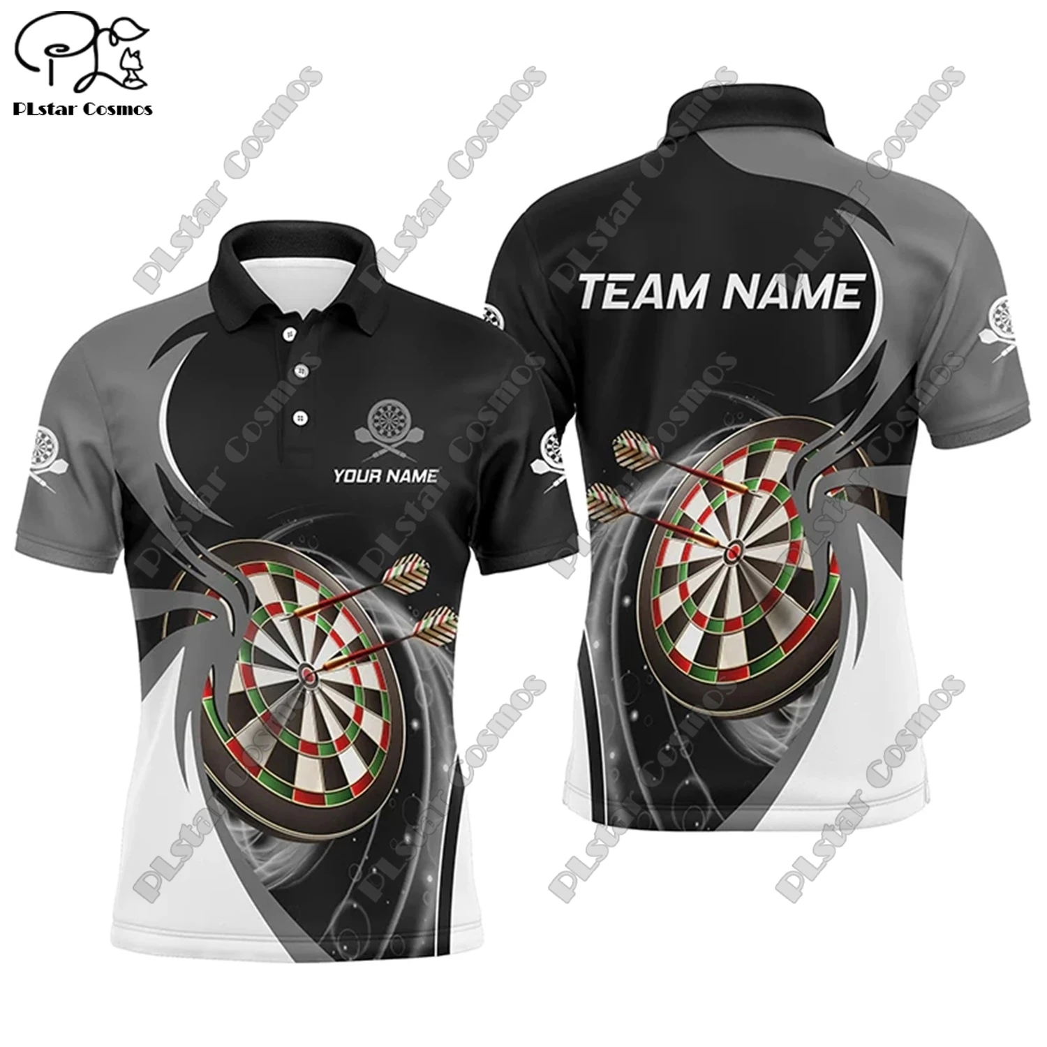 New Colorful Flame Throwing Darts Polo Shirt Customized Name Unisex 3D Printed Darts Club Polo Shirt F-2