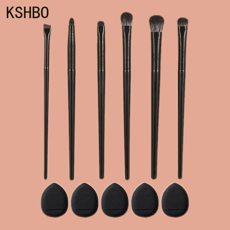 HSHBO Soft Bristles Eyeshadow Brushes six-piece Set Eye Makeup Smudge Under Cover Eyeliner Blade Eye Detail Small Makeup Brushes