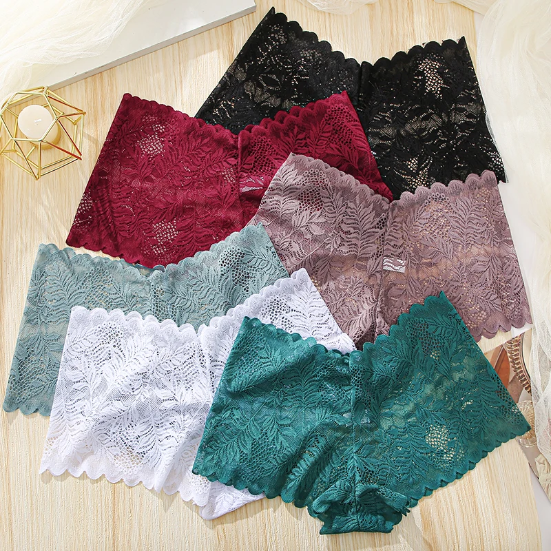 3PCS/Set Women Panties Lace Underwear Floral Lingerie Intimates Sexy Female Panties Cheekie Briefs Design Perspective Pantys