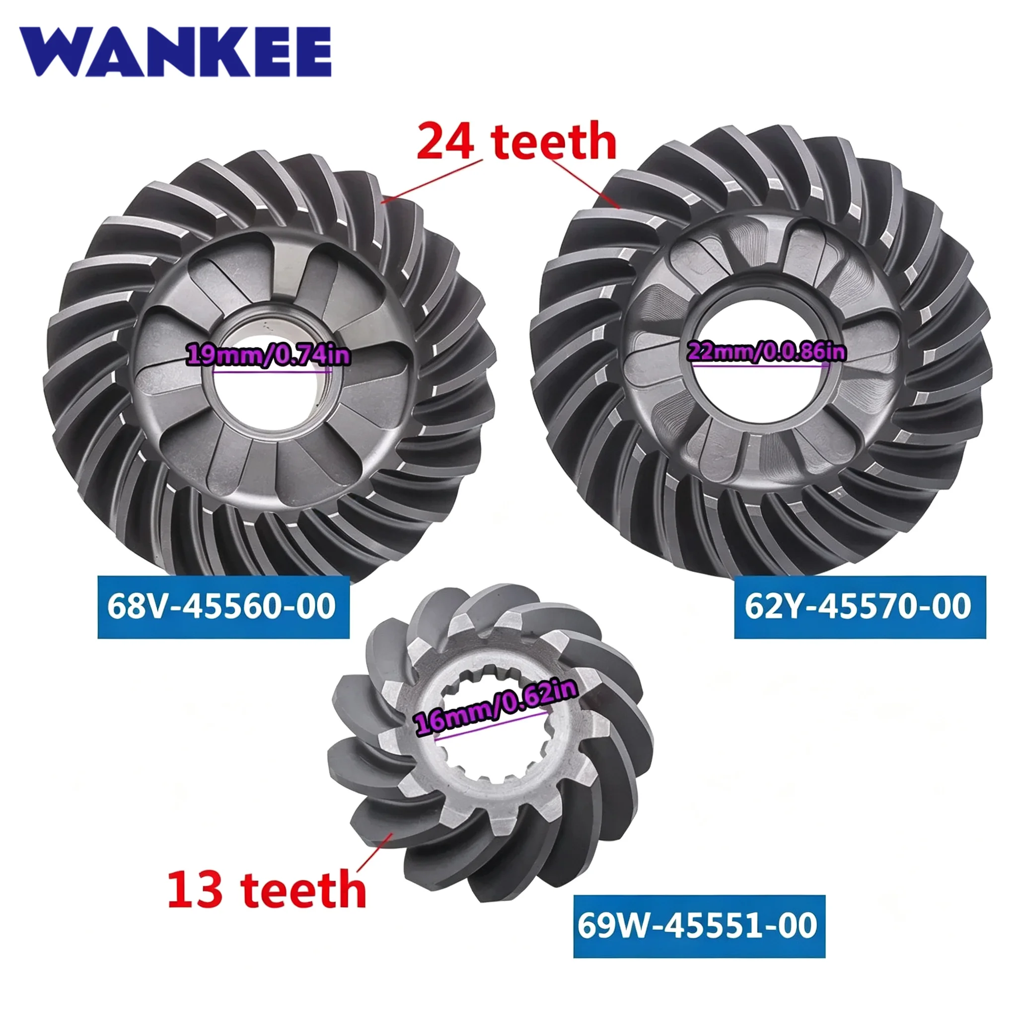 Gear Set 69W-45560 62Y-45570 69W-45551 For Yamaha 4-stroke 60HP Outboard Motor Seapro Hidea Gear Kit