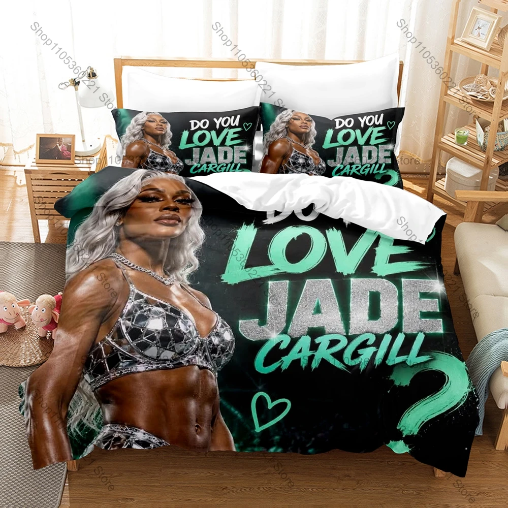 Powerful Muscular Champion Graphic Jade Cargill Undefeated Legend Star Bedding Set Duvet Cover With 2 Pillowcases Teen Sports