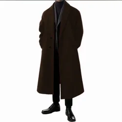 Warm Woolen Coats for Man，Belted, Adjustable, Long Coat Jacket，Single-breasted, Full Placket，Suitable for Everyday Life