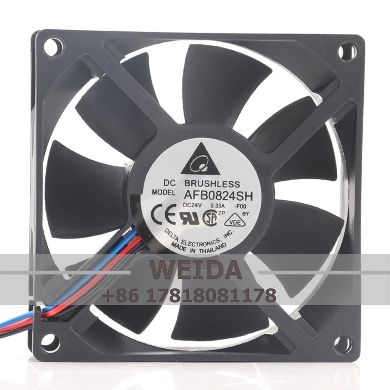 

Delta AFB0824SH 80X80X25 24V DC 0.33A 8025 8cm 7.92W 4000RPM 46.62CFM Ball Bearing Inverter Axial Cooling Fan