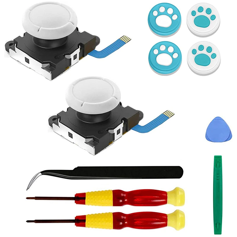

2-Pack Replacement Joystick Analog Thumbstick Part for Controller - with Repair Tool Kit