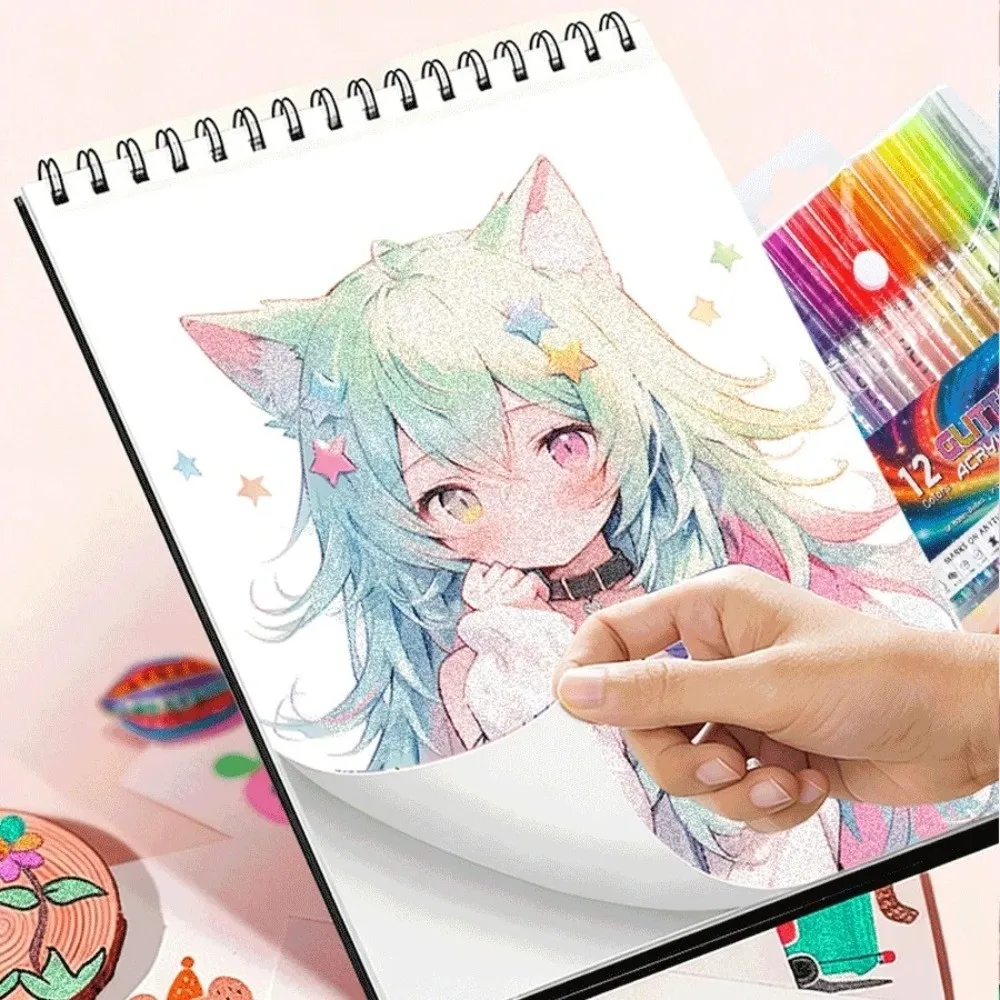 

New 12/24Colors Glitter Pen Water-Based DIY Graffiti Drawing Acrylic Pen Set Quick-Drying Art Markers Pen Stone Wood Calligraphy