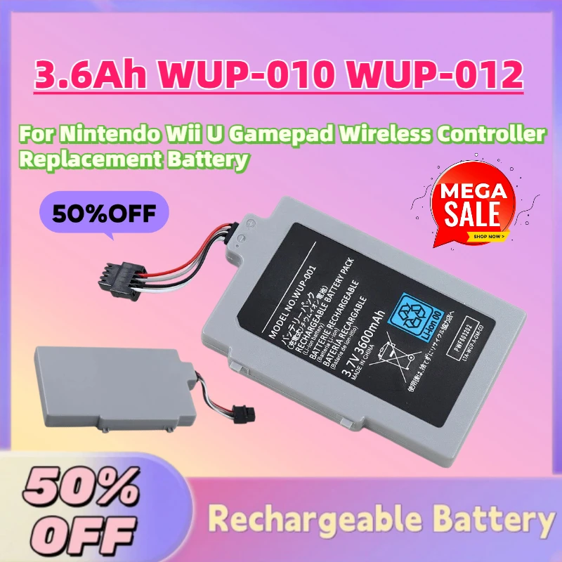 

In Stock 3.7V 3600mah WUP-010 WUP-012 Rechargeable Battery for Nintendo Wii U Gamepad Wireless Controller Replacement Battery