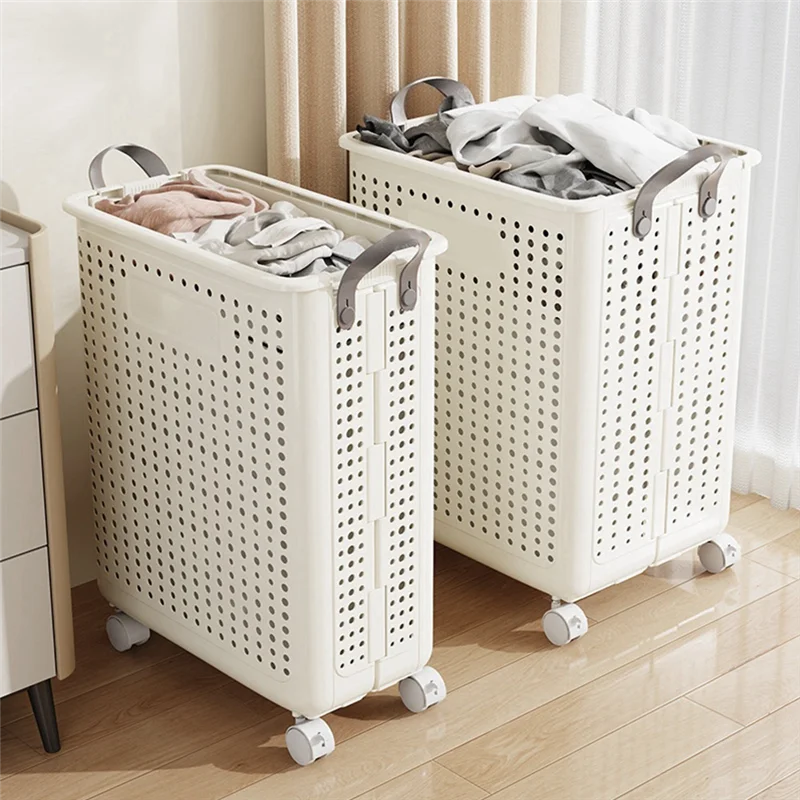 

A20F-Household Folding Dirty Laundry Basket Bathroom Laundry Basket With Pulley Basket