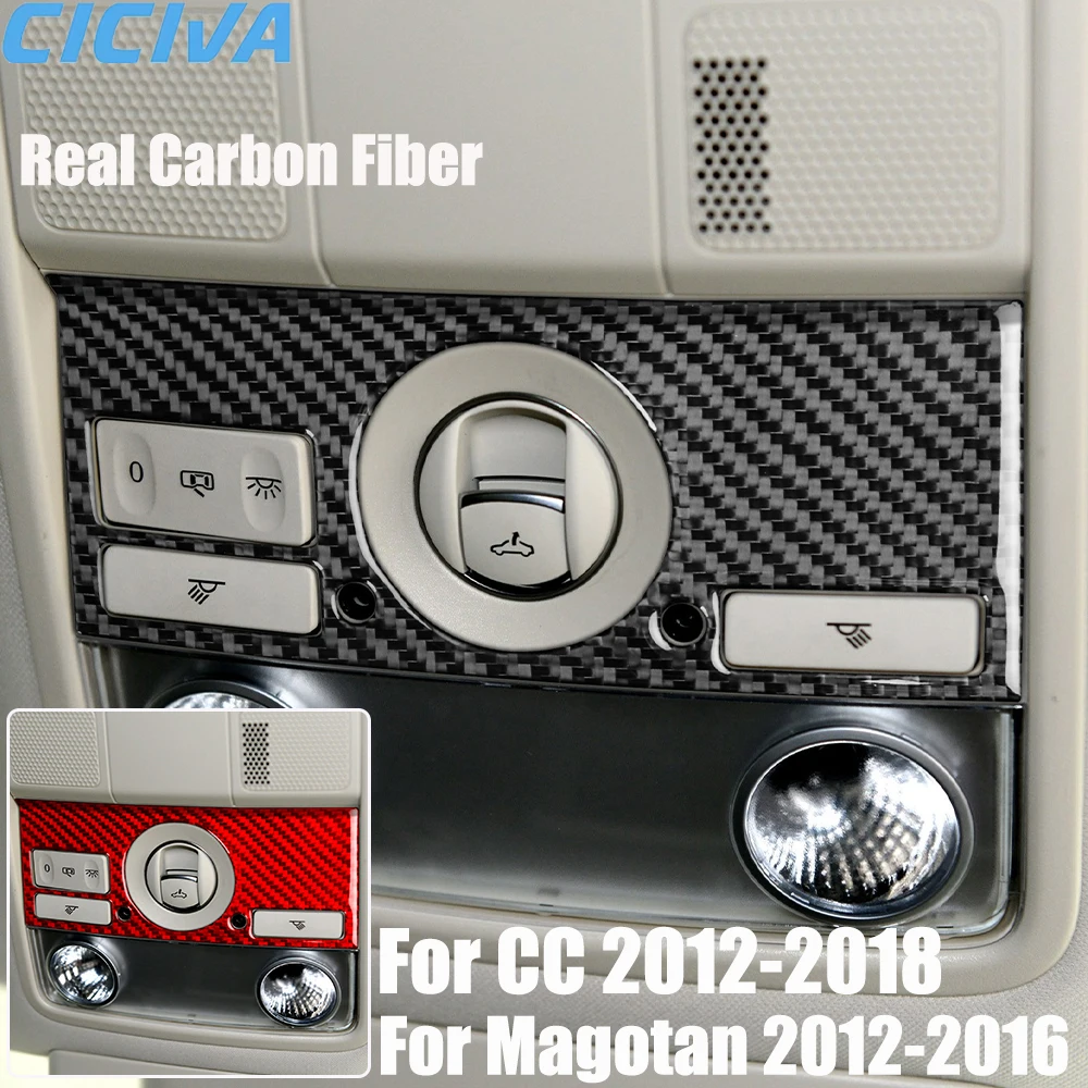 Real Carbon Fiber Car Accessories Reading Light Button Trim Cover Soft Sticker For Volkswagen CC 2012-2018 For Magotan 2012-2016