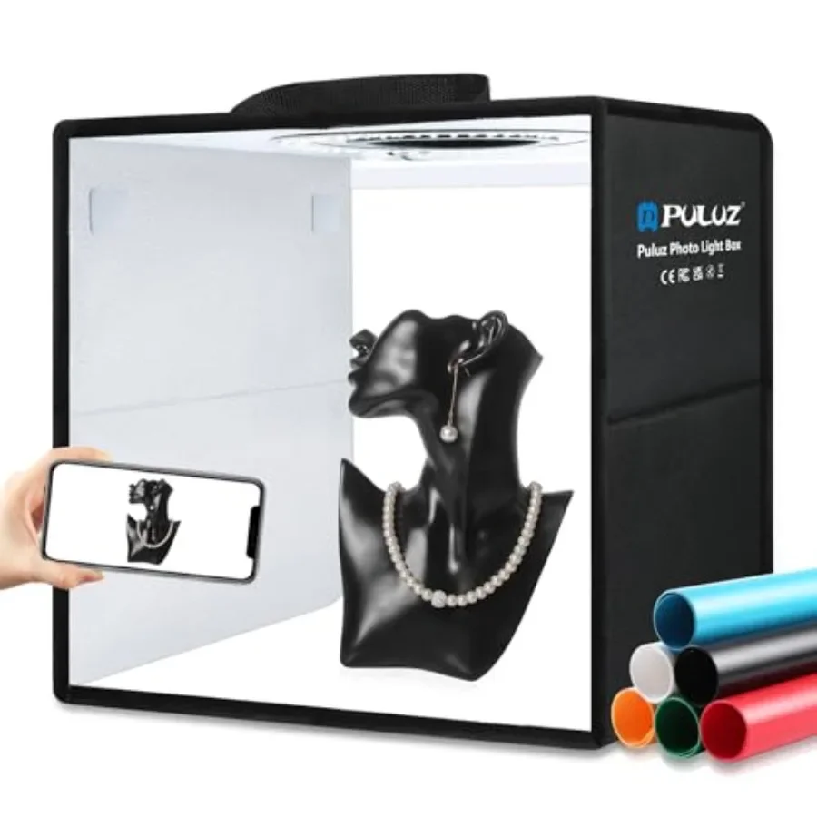 

PULUZ Light Box Photography 12x12 Professional Dimmable Shooting Tent Kit with White Lighting 120 LEDs Lights + 6 Photo