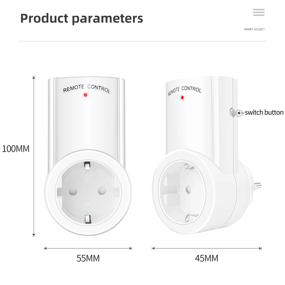9938P Wireless Smart Remote Control Socket Power EU US UK FR Plug with Remote Control Outlet Switch 220V 230V