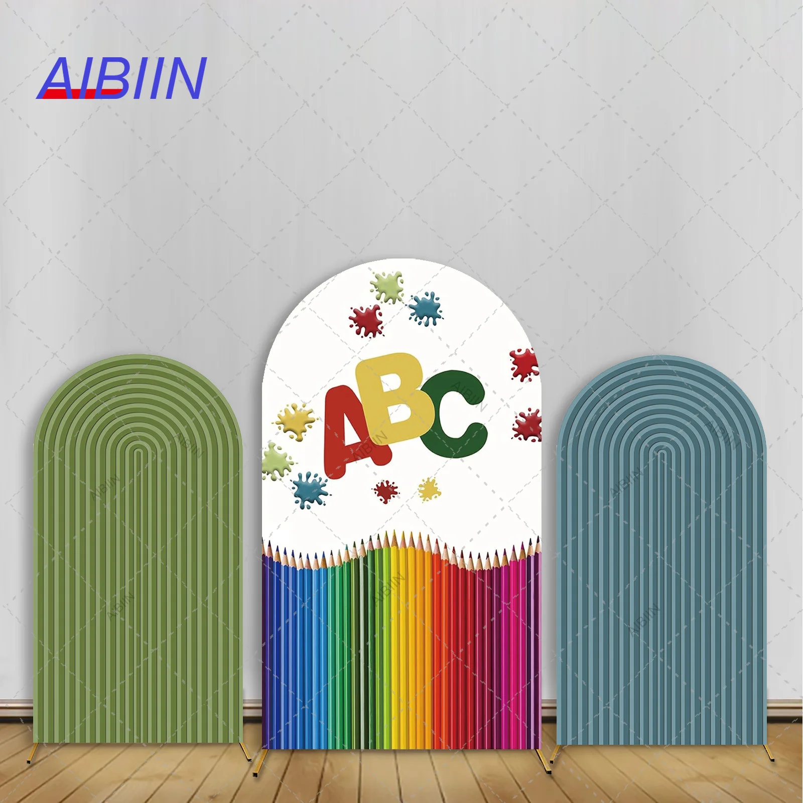 

Фон для арки «Снова в школу», полосатый красочный карандаш ABC, детский первый день дошкольного детского сада, вечерние Декор, фон