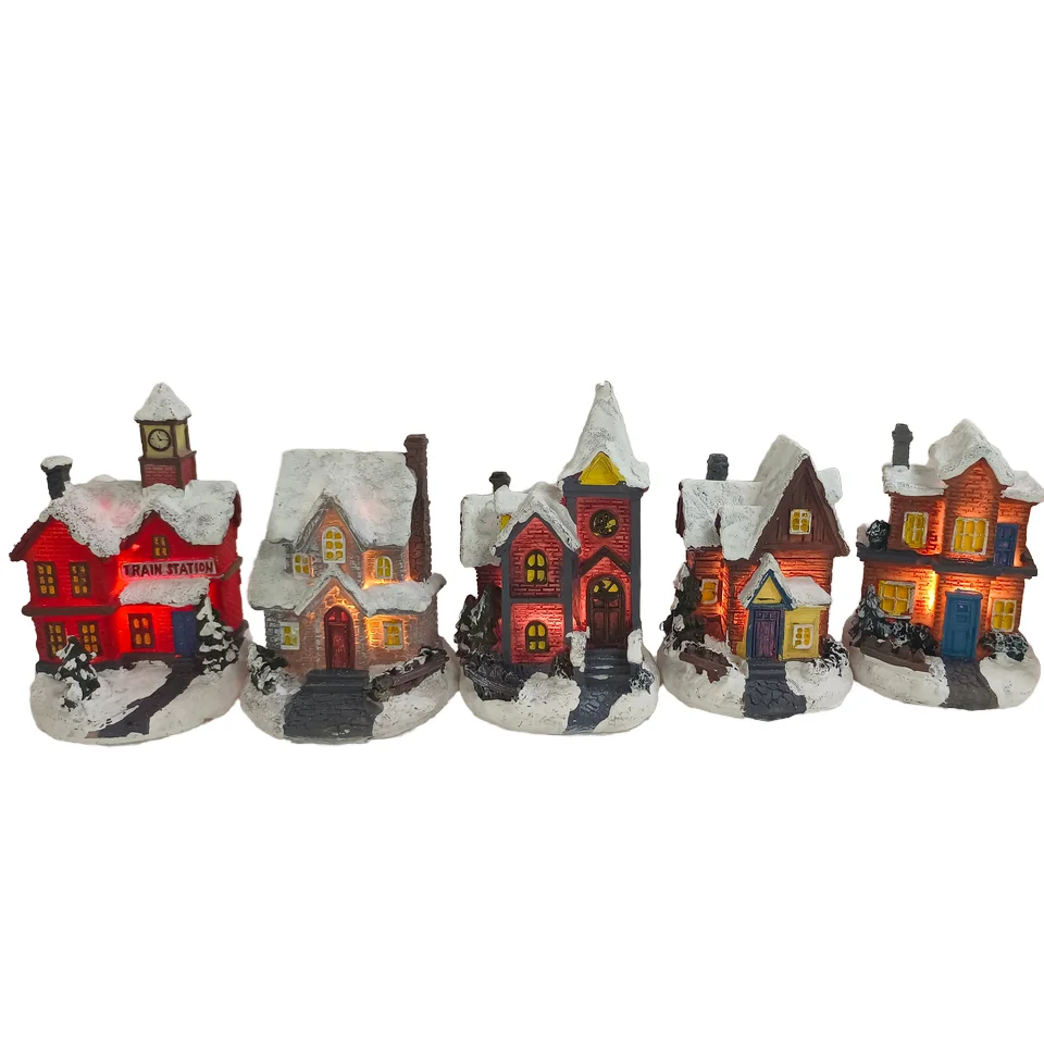 

Premium Christmas Tree Ornament Set - Light Emitting Diode Light Wooden Ornament/Country House