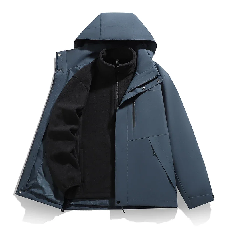 

2025 New Autumn Winter Outerwear Outdoor Thicken Windproof Waterproof High Quality Down Jacket Men Women Warm Three in One Coats