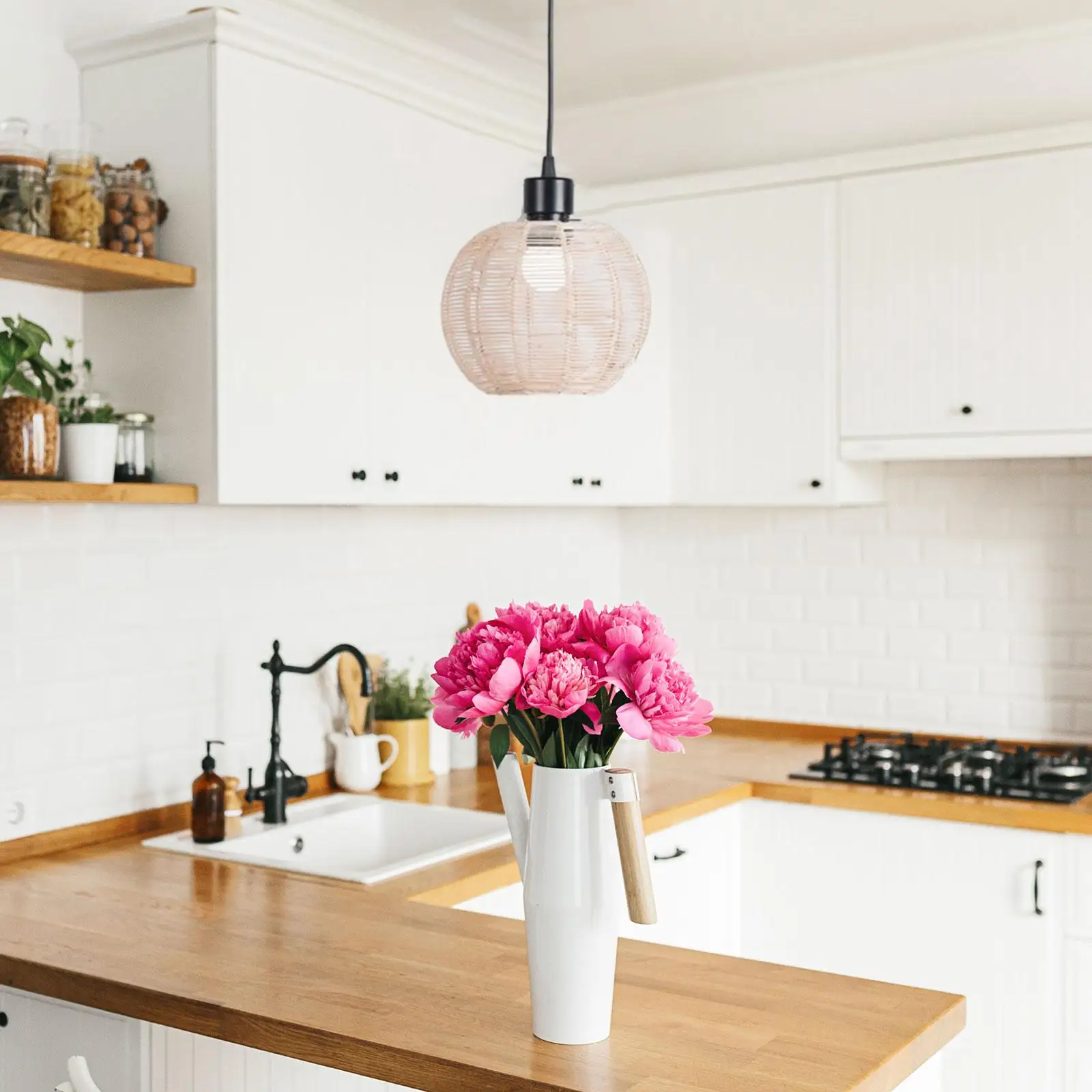 Woven Lampshade Rattan Woven Pendant Light Cover Pendant Lampshade for Dinning Room