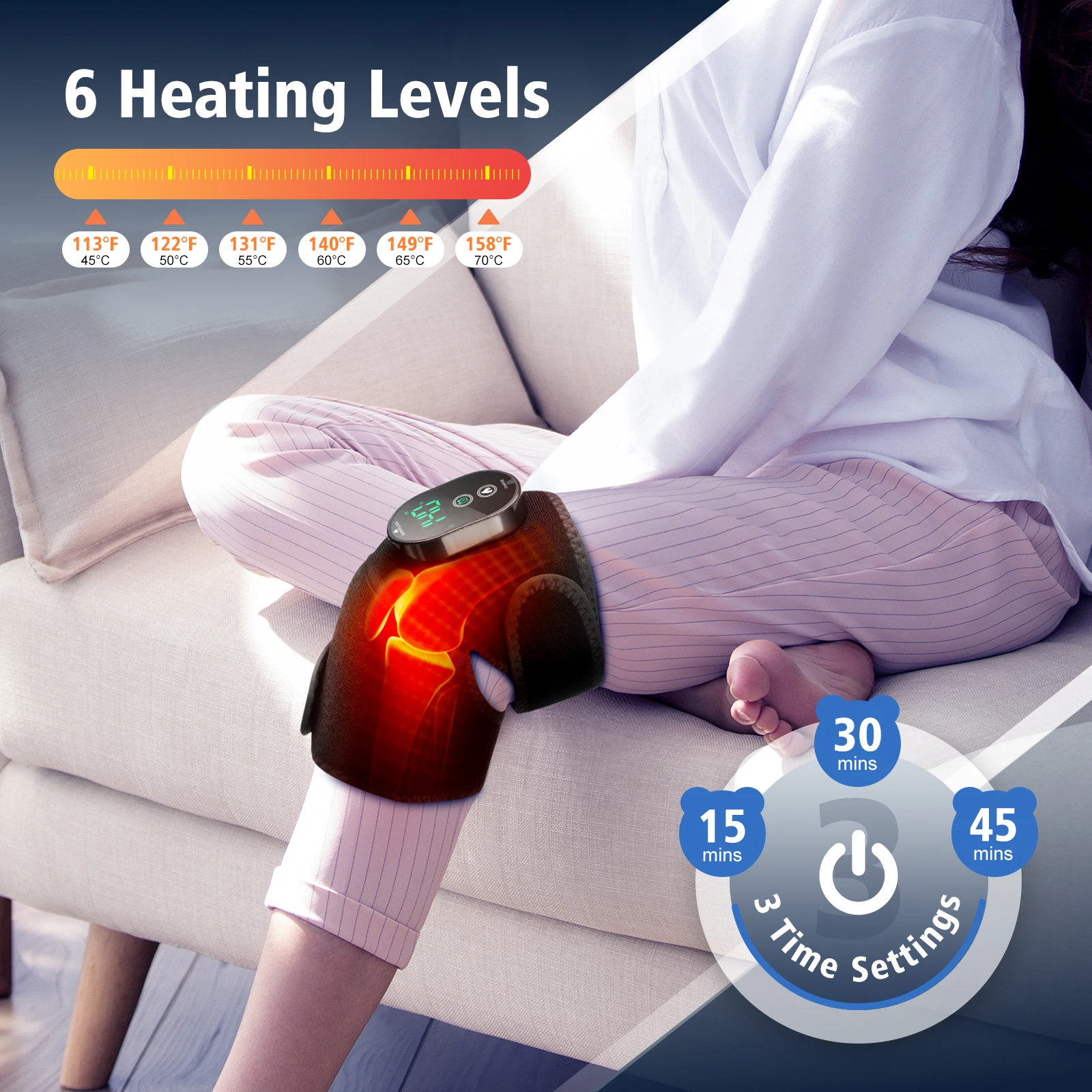 US Stock Knie Schulter Ellenbogen Vibration Massagegerät Multifunktionale Heizung Knie Massagegerät Knieorthese Protecter Beheizte Knie Bein Pad