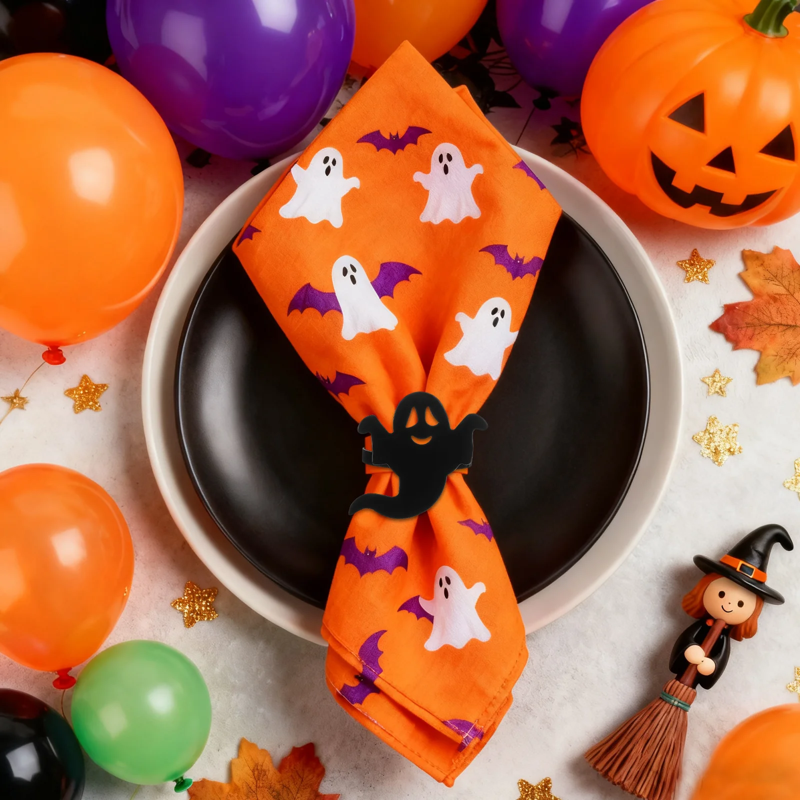 

4Pcs Napkin Rings Ghost Design Halloween Decor Alloy Material Decoration Napkin Rings Halloween Decor