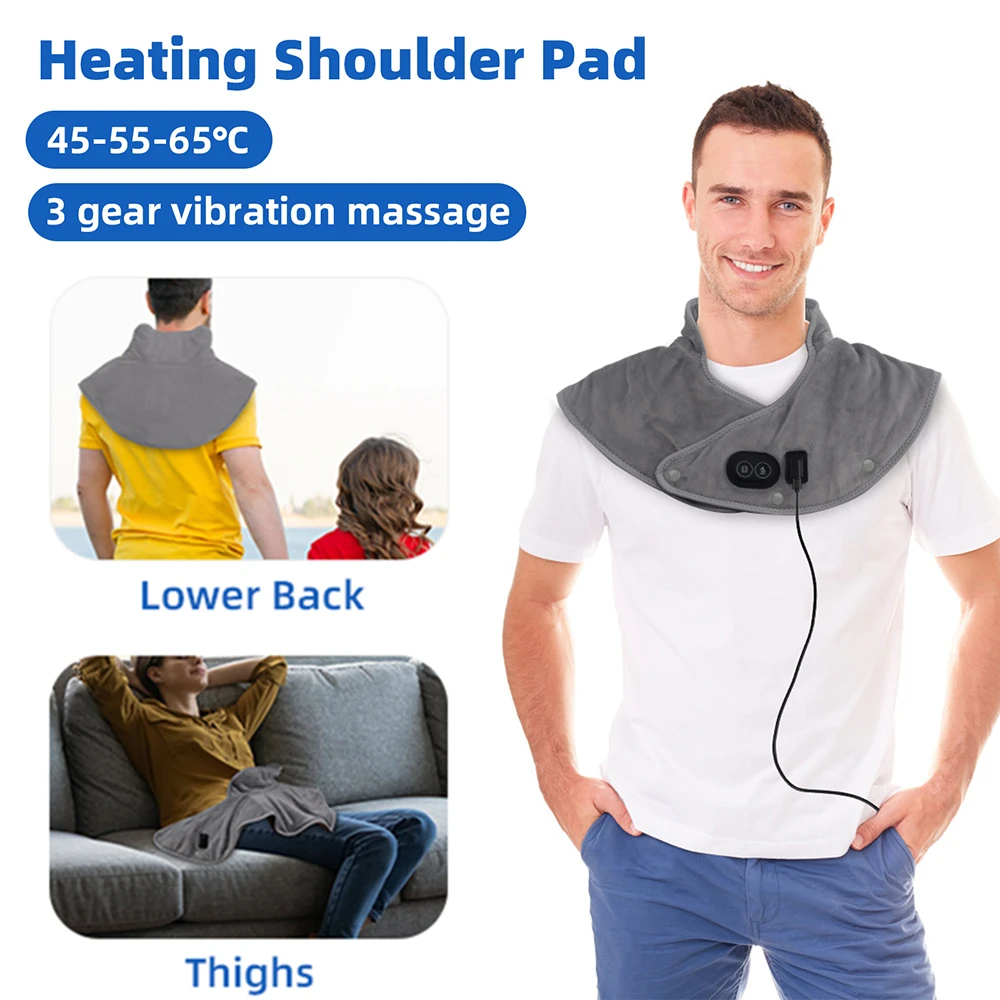 Electric Neck And Back Shoulder Massage Shawl Shoulder Vibration Massager Heating Scarf Keep Warming Shoulder Back Warmer Pad