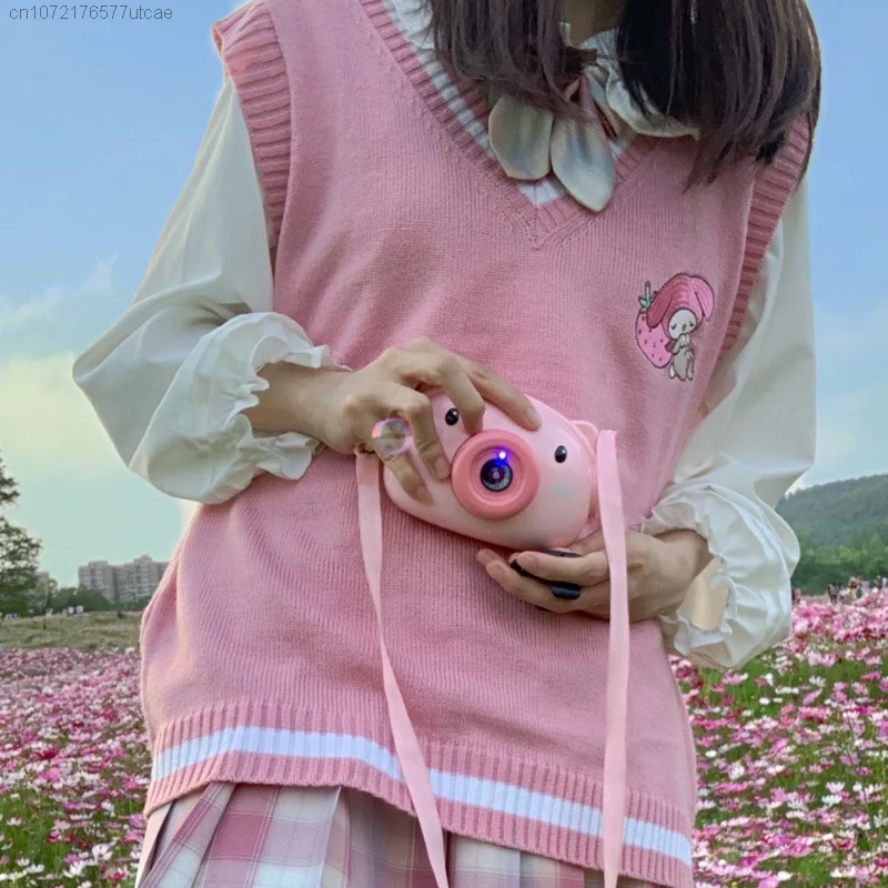 Sanrio Cinnamoroll Melody Kuromi Y2k Fashion Korean Style Women Pullovers Tops Jk Knitted Sweater Vest Loose Pullover Clothes