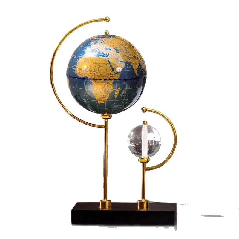 Modern light luxury crystal earth ornament office desktop creative home living room TV cabinet gold crafts