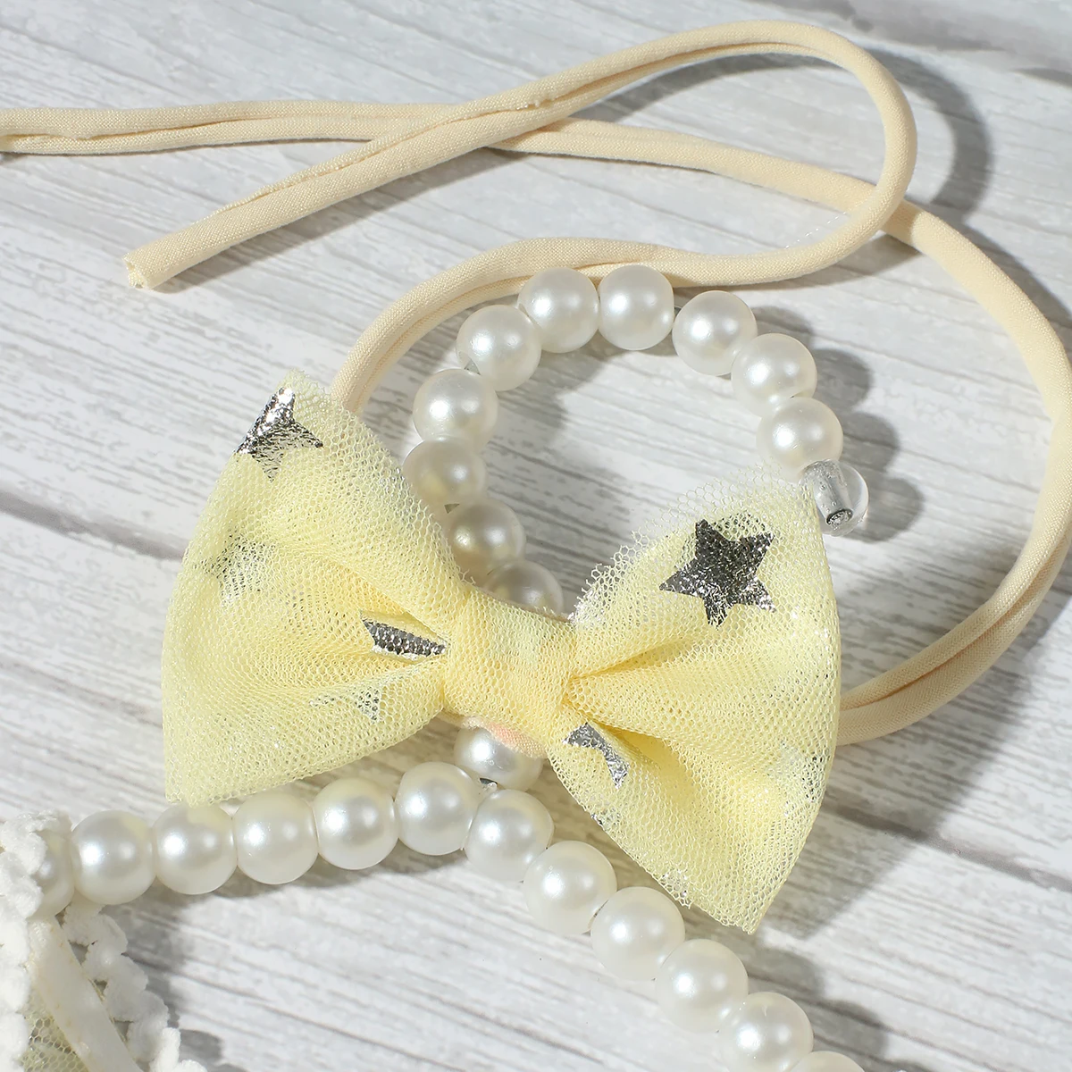 Ylsteed Newborn Photoshoot Outfit Baby Girl Shiny Siver Star Romper with Bow Headband Yellow Mesh Jumpsuit Infant Photo Props