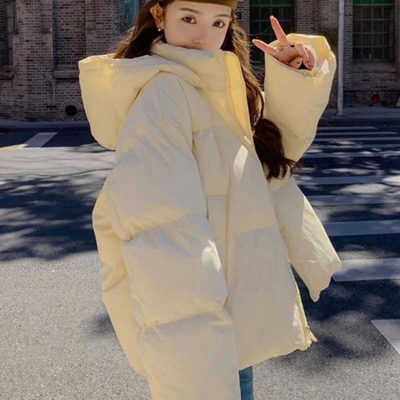 Biyaby Oversized Cotton Hooded Coats Women Winter Kawaii Loose Parkas 2024 New for Woman Casual Thickened Warm Jacket Female