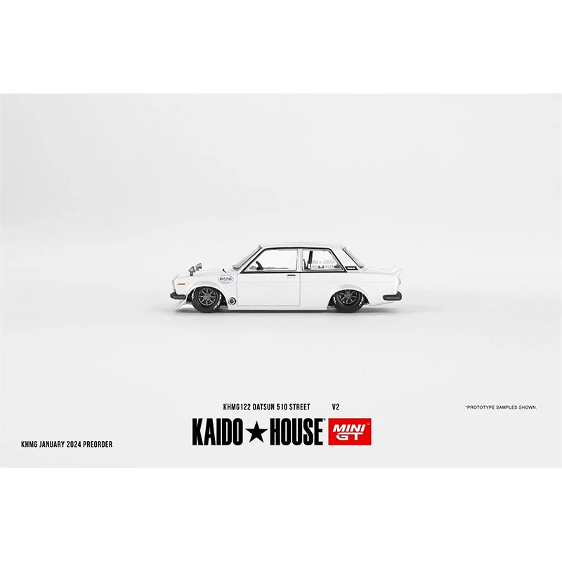 MINIGT KHMG122 1:64 Datsun 510 Street V2 White Openable Hood Diecast Car Model Kaido House