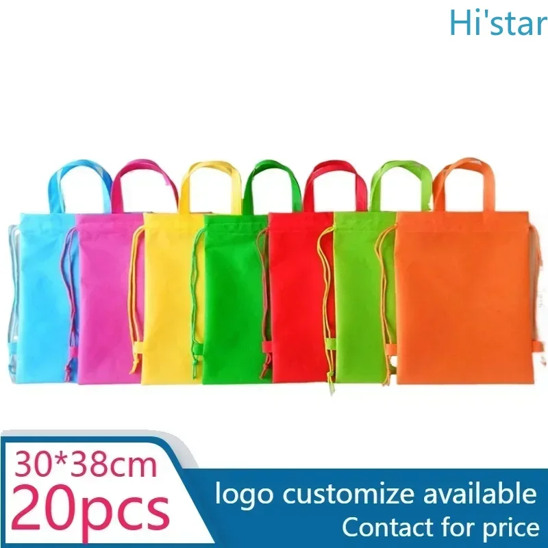 20 Pcs New Arrival Eco String Non-woven Shopping Bag For Drawstring Bags Shopping Bags Contact For Customize Print Logo Personal