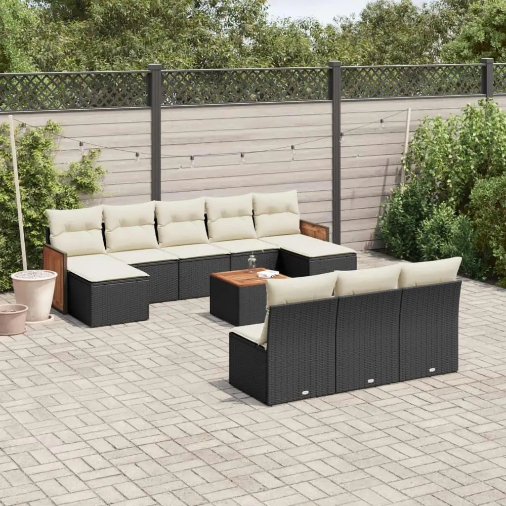 

Stylish Black and Cream White Garden Sofa Set Modern Outdoor Furniture Comfortable Seating for Patio Balcony and Yard