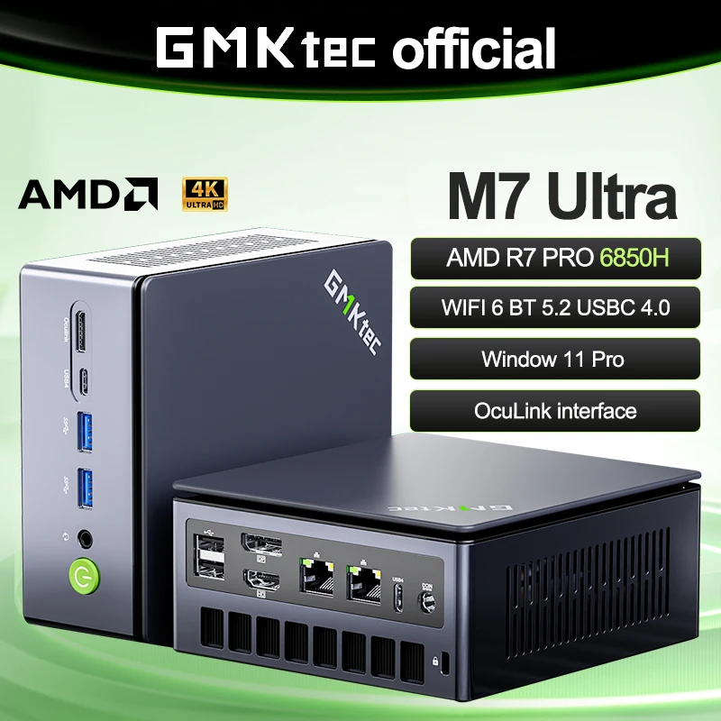 GMKtec M7 Ultra Mini Pc AMD Ryzen7 PRO 6850H Nucbox AMD Radeon™ 680M Window 11 Pro WIFI 6 BT 5.2 USBC 4.0