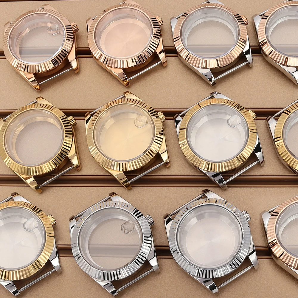 

Fluted 39mm/36mm Luxury Watch Case Sapphire Glass For DJ SK NH35 NH36 NH38 4R36 Miyota 8215 8205 Automatic Movement 28.5mm Dial