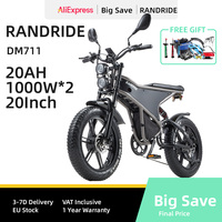 RANDRIDE DM711 Electric Bicycle Dual Motor 500W*2 48V20Ah Battery 20 Inch 4.0 Wide Tire Adult Bicycle