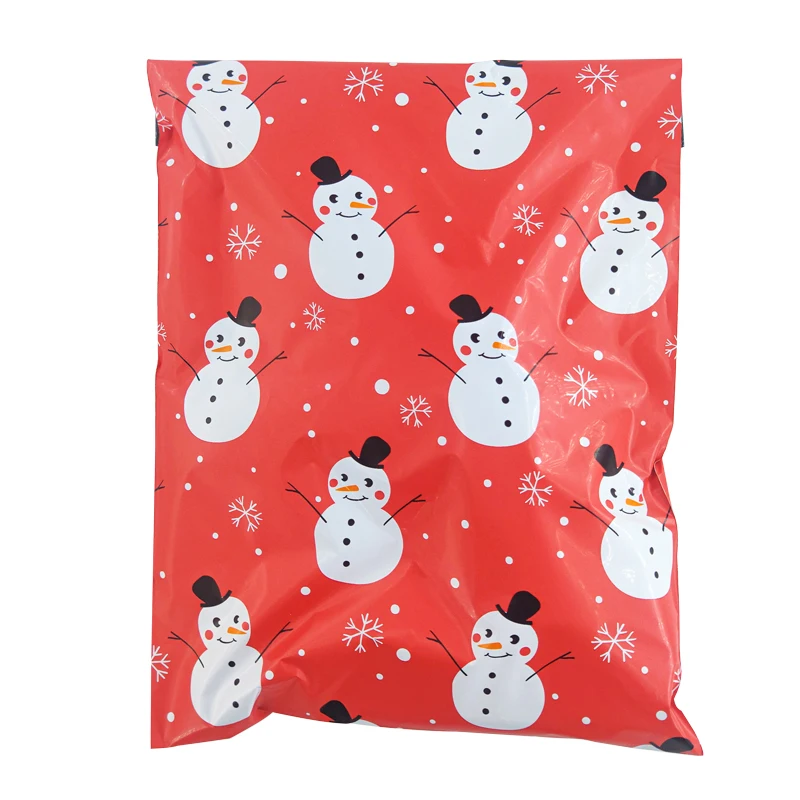 1PCS 25.5X33+4CM Christmas Express Packaging Bag Thick Red Cute Printing Destruction Bag Cartoon Waterproof E-commerce Logistics