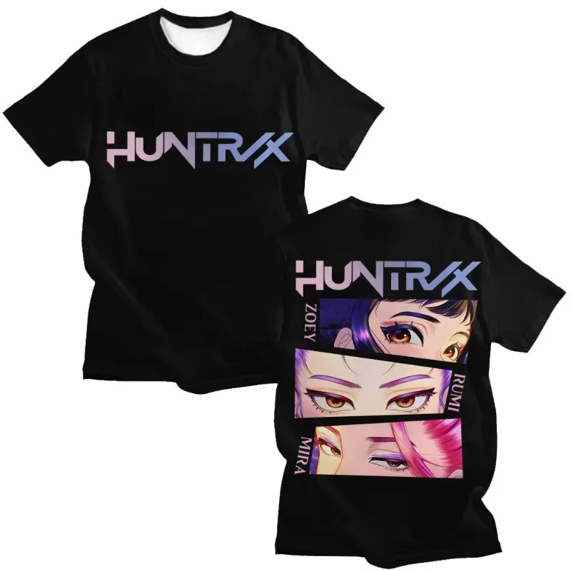 2025 شعبية أنيمي KPop شيطان الصيادين Huntrix ثلاثية الأبعاد مطبوعة موضة فيلم فضفاض تنفس سرعة التجفيف الجولة الرقبة تي شيرت #4