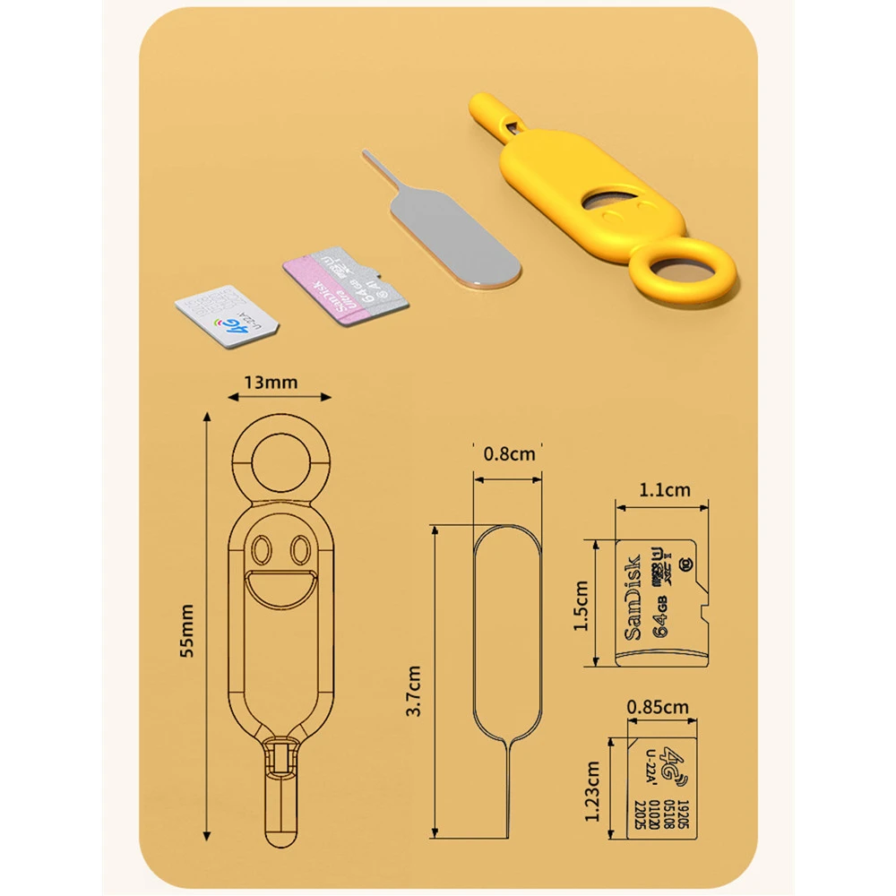 6 pcs/lot Smiling face phone anti loss card holder memory SIM card holder phone replacement card hanging key portable top pin