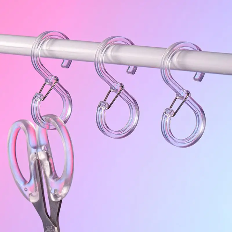 8pcs S Shaped Hooks For Hanging Hook With Buckle Practical Elastic Buckle S Shape Windproof Lock Multi-function Clasp Holder