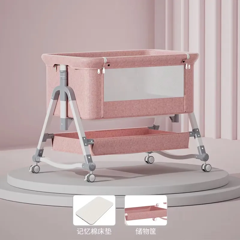 2025 Foldable Baby Crib - Portable, Movable, Bedside Attachable, Multifunctional Cradle