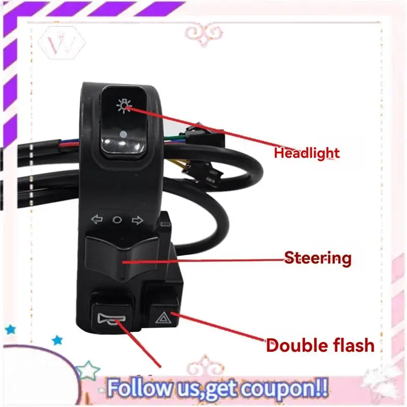 

Easy To Use ATV Handlebar Switch Motorcycle Electric Throttle Horn Gear Button Universal With 7/8 Inch 22MM