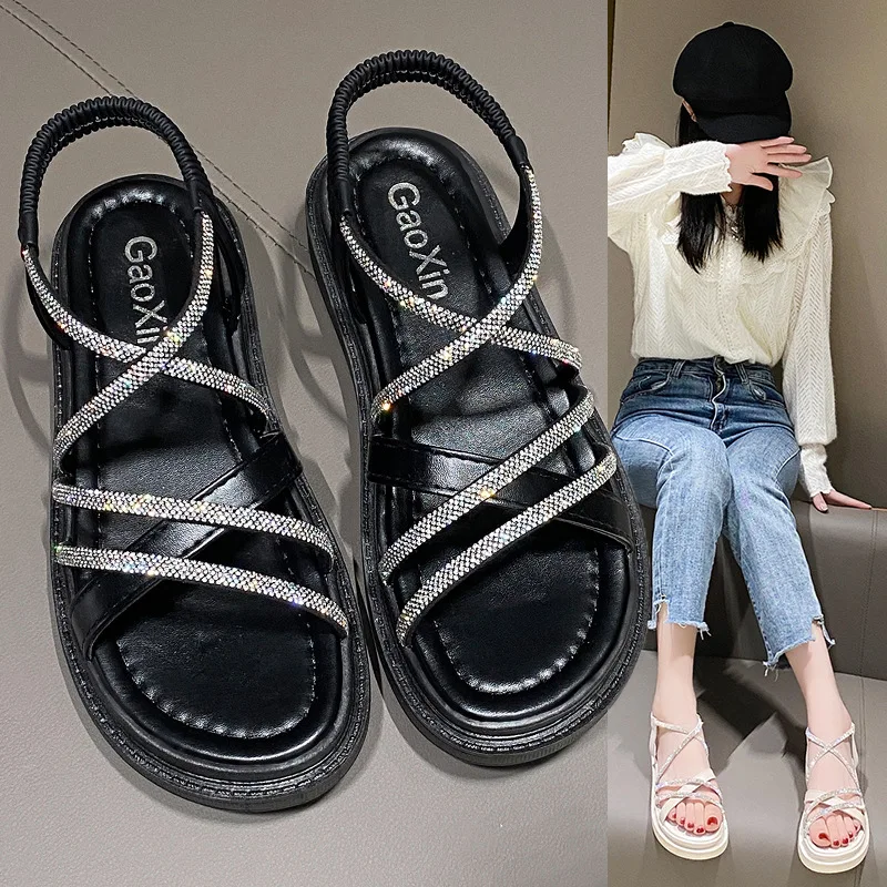 

Fashion Womens Shoes 2023 Sandals Straps Suit Female Beige Summer Heels Luxury Black Girls Outside New Comfort Gladiator Clogs