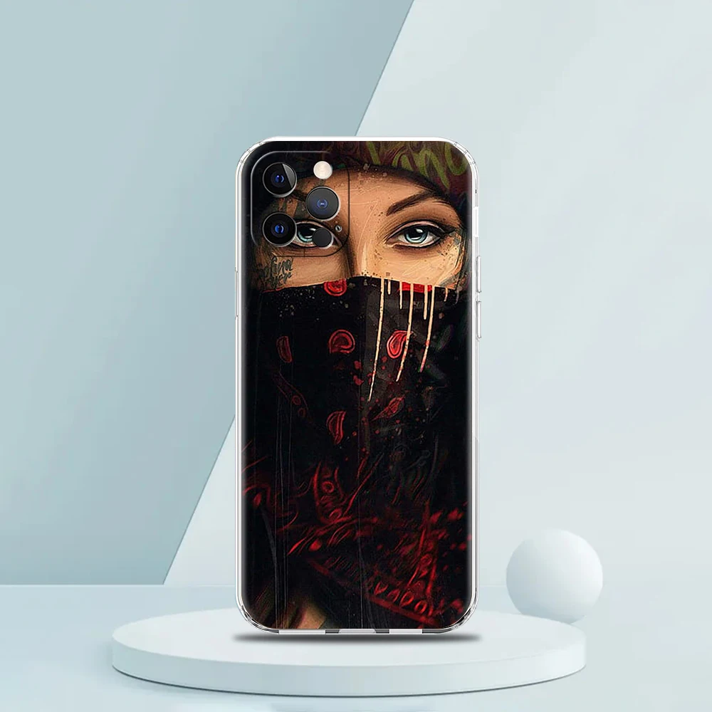 Fashion Black Girl Phone Case for iPhone 16 15 14 13 12 Pro Max Cover Transparent for iPhone 11 Pro Max 7 8 Plus XS XR Shell Bag
