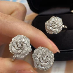 Liya 18K Gold Plated 925 Sterling Silver Flower Lab High Carbon Diamond Gemstone Party Fine Jewelry Women Ring Wholesale