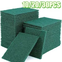 10/20/30PCS Green Rectangle Scrub Pads Kitchen Scrub Pads Reusable Household Cleaning Oil Removal Dishwashing Pot Dishes